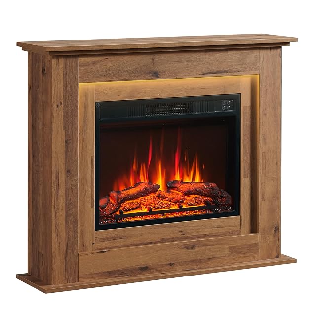 Chimenea eléctrica de suelo BALDERIA Finn en mueble de roble oscuro