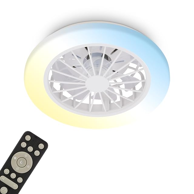 Ventilador de techo compacto Briloner con luz, 38 cm, con mando a distancia