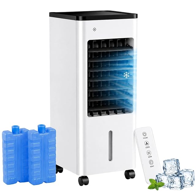 Refrigerador evaporativo de 15 l sin marca sobre ruedas con mando a distancia