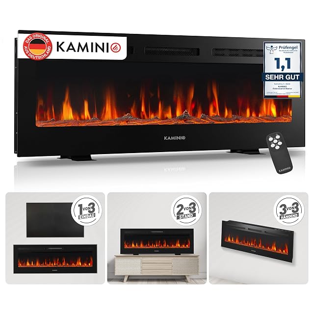 Chimenea eléctrica KAMINIO Marlon Pro 50 mostrada empotrada en un hueco de pared