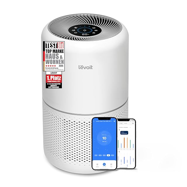 Purificador de aire Levoit Core 300S con el anillo del sensor láser iluminado