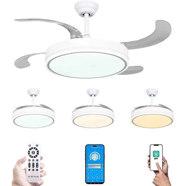Ventilador de techo MiKoMiKa F8808 con luz y aspas plegables