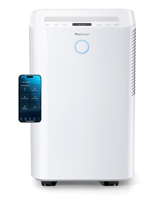 Deshumidificador WiFi Pro Breeze OmniDry 20L con pantalla digital y depósito de cuatro litros