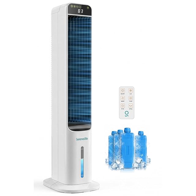 Enfriador evaporativo de torre SereneLife SLACL5LWH con mando a distancia