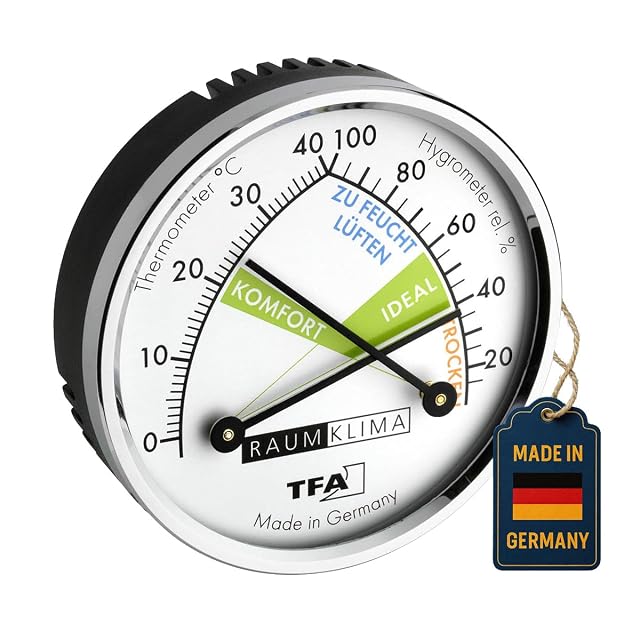 Termómetro-higrómetro de dial analógico TFA Dostmann con anillo metálico